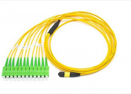 Porcellana 12 cavo di toppa dello Sc APC delle fibre MPO, cavo a fibra ottica giallo di sblocco per la rete di deposito fornitore